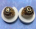 Signed Seta Male Ring W/ G Or H Monogram Black ?Onix Gold Tone Nos W/Out Tags