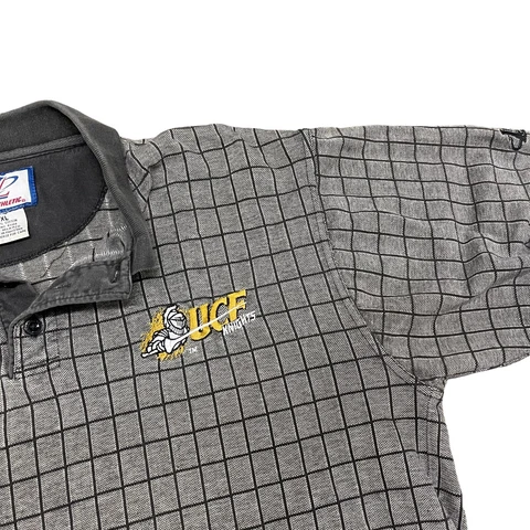 Vintage 90s Logo Athletic UCF Knights Polo Shirt Mens L/XL University Gray Retro Cover