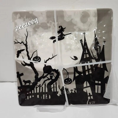Halloween Haunted House Witch Grave Yard Melmaine Salad Plates Set of 4 - Image 1 of 4