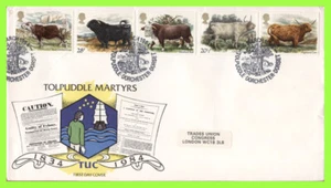 G.B. 1984 Cattle set on TUC official First Day Cover, Tolpuddle Dorchester - Imagen 1 de 1