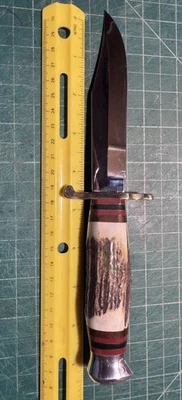 Linder Bowie Knife Fixed Blade Solingen Germany Inox Rostfrei Stag + Sheath - Image 1 of 4