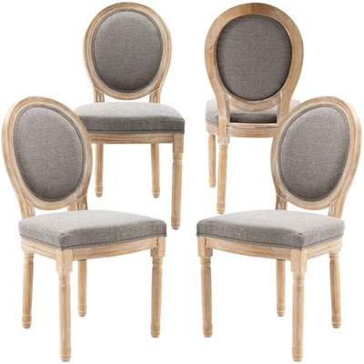 Farmhouse Dining Room Chairs Set of 4, French Vintage Fabric Dining Chairs Foto 1 de 4