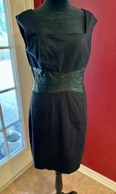 Vestido Vaina Maggy L Negro Imitación Cuero Cintura Talla 8 Sin Mangas Cóctel Foto 1 de 4