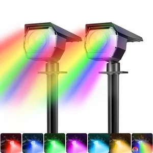 2 Pack Solar Spot Lights Outdoor Color Changing, 7 Modes Halloween RGB Solar ... - Picture 1 of 6
