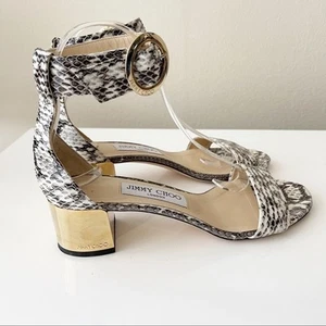 JIMMY CHOO Woman's Sandals  "JAIMIE" Snake Skin Ankle Strap 6.5 - Picture 1 of 15