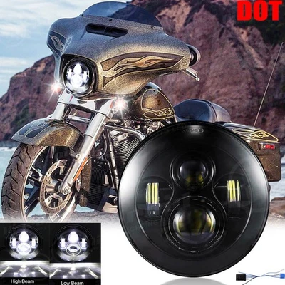 7" inch LED Headlight High/Low Beam Projector For Harley-Davidson Street Glide - Image 1 of 4