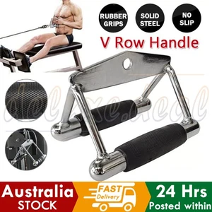 Triangle V Close Grip Bar Gym Cable Attachment Back Seated Row Handle Workout OZ - Picture 1 of 12
