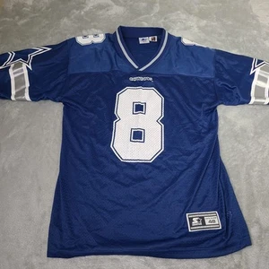 Vintage Dallas Cowboys Jersey Mens Medium Blue Starter Size 48 Troy Aikman #8 - Picture 1 of 8