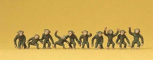 Animales a escala HO Preiser 20388 -- Paquete Monos (marrón) (10) - Imagen 1 de 4