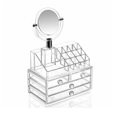 ORGANIZZATORE PORTA TRUCCO CON SPECCHIO BOX COSMETICI TRUCCHI MAKE UP DONNA - Immagine 1 di 4