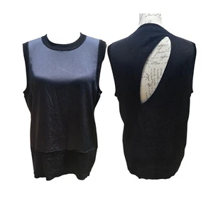 Camiseta sin mangas Rag & Bone espalda abierta tejida y satinada negra talla L - Imagen 1 de 11