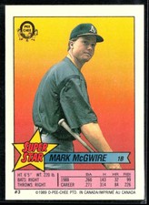 Mark McGwire 1989 O-Pee-Chee Stickers Super Star Backs #3 Oakland Athletics