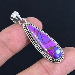 Lila Kupfer Türkis Edelstein 925 Sterling Silber Handarbeit Anhänger Schmuck - Bild 1 von 5