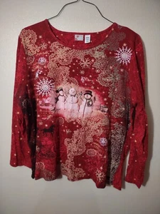 Red Vintage Women's Holiday Editions Snowman Winter Christmas Shirt Size XXL - Picture 1 of 3