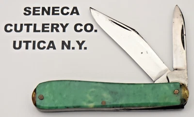 Антикварный сделанный в США нож SENECA CUTLERY CO UTICA NY — нож Dogleg Jack с двумя лезвиями - Изображение 1 из 4