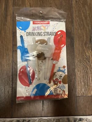 Vintage 1992 Fairgrove Drinking Straws Party Animal Shaped  Novelty -nip (rare) - Image 1 of 4