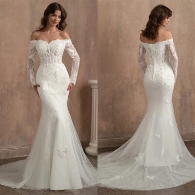 Sexy Mermaid Wedding Dresses Strapless Backless Lace Applique Beach Bridal Gowns - Image 1 of 4