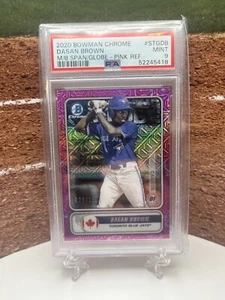 PSA 9 Dasan Brown Pink Mojo /199, Span The Globe Insert, 2020 Bowman Chrome, TOR - Picture 1 of 2