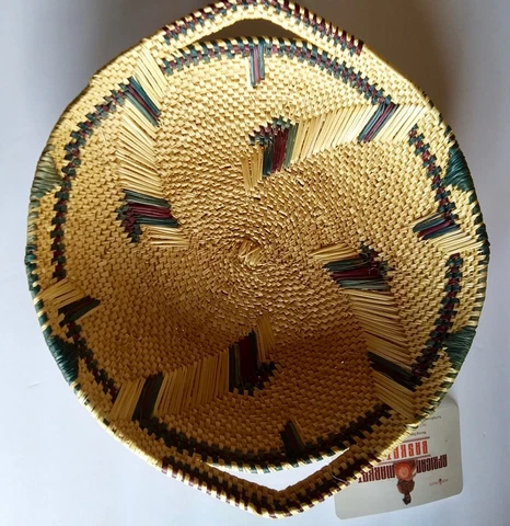 Soe African Handwoven Seagrass Basket Tray Green, Brown, Natural - New Cover