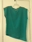 NEW GREEN SINGWING  WOMEN'S ANGLED HEM,  CAP SLEEVE PULLOVER TOP