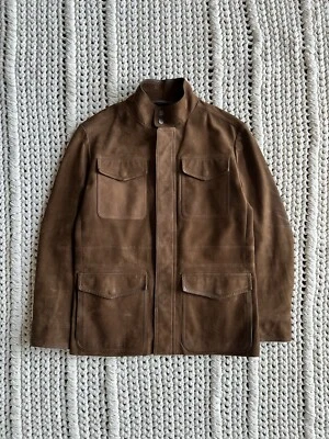 Chaqueta de safari Ermenegildo Zegna piel de becerro cuatro bolsillos gamuza 50/40R/M precio de venta sugerido por el fabricante 6950 USD Foto 1 de 4