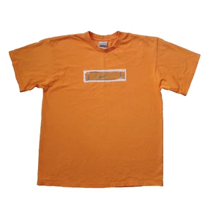 Vintage Nike T Shirt Mens Medium Orange Center Swoosh Short Sleeve USA - Picture 1 of 19