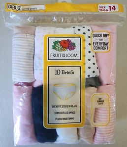 Fruit of the Loom Girls Tag Free 10 Pack Underwear Briefs Cotton Size 14  - Picture 1 of 7