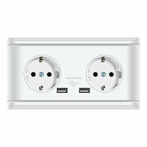 NEU Doppelsteckdose mit USB Anschluss Ladebuchsen Unterputz Steckdose 3500Watts  - Picture 1 of 12