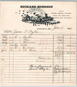1899 TOWNSEND DELAWARE*DE*SONNENÖFEN SORTIMENTE OFEN GETREIDE*RICHARD HODGSON - Bild 1 von 2