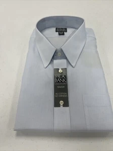 NEW W TAGS Jos A. Bank Men's Light Blue Striped Cotton Dress Shirt 18.5-36 $158 - Picture 1 of 7