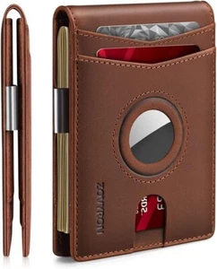 Mens Airtag Wallet Bifold Leather Wallet with Money Clip RFID Blocking Minimalis - Picture 1 of 7