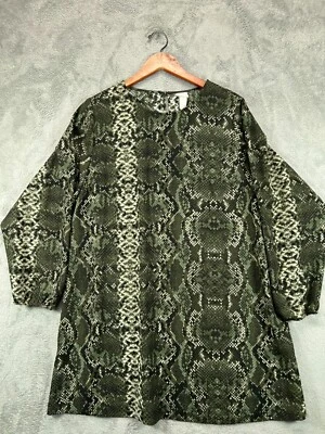 H&M Vestido Mujer 12 Vestidos Verde Piel Serpiente Cambio Globo Manga Larga Damas Foto 1 de 4