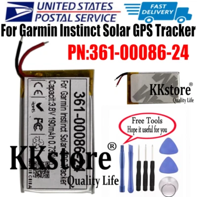 USPS 361-00086-24 190mAh Battery Repair For Garmin Instinct Solar GPS Tracker  - Image 1 of 2