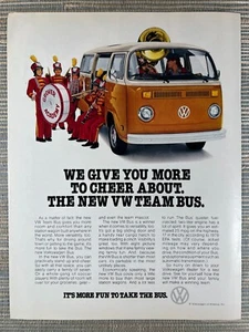 Volkswagen VW Team Bus Marching Band 1978 Vintage Print Ad - Picture 1 of 1