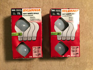 (2) 4-PK Sylvania 100W Soft White Halogen Light Bulbs Standard Base A19 DIMMABLE