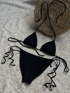 Versace Jeans 2 Piece Swimsuit Black Nylon Blend Size 1 Excellent Condition - Picture 1 of 16