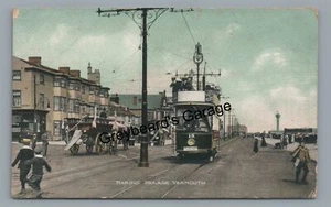Trolley Streetcar Marine Parade YARMOUTH Norfolk England UK Vintage Postcard - Picture 1 of 2