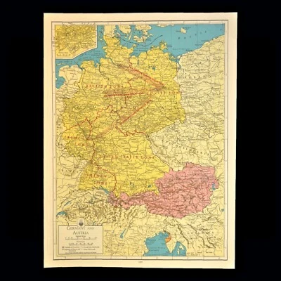 Vintage Post War Map of GERMANY Post WWII Germany Map Cold War Era Austria - Image 1 of 4