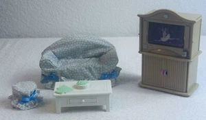 Fisher Price Furniture Loving Family Living Room Set TV, Couch & Tables Vintage - Picture 1 of 9