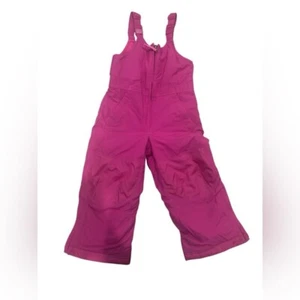 LLBean Kids Cold Buster Snow Bibs Pink Overalls Zip Front Insulated SIZE 4 - Picture 1 of 8
