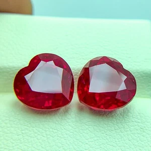 PIGEON BLOOD RED HUGE 14.82 CT PERFECT RUBY CORUNDUM CHATHUM HEART PAIR GEMSTONE - Picture 1 of 6