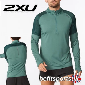 MENS LONG SLEEVE RUNNING ZIP TOP 2XU LIGHT SPEED DRI HEAT JOGGING GYM JERSEY - Picture 1 of 1