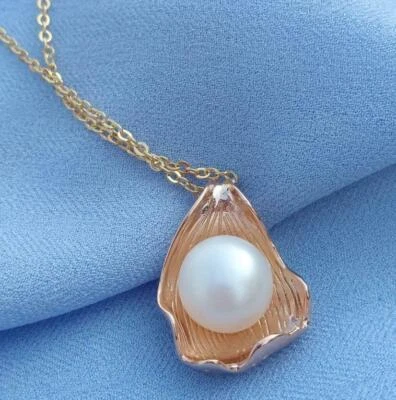 Fotos reales 11-12 mm AAA+ Akoya perlas blancas oro rosa collares colgantes 20" Foto 1 de 4