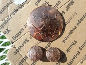 Vintage Hindu God Earrings & Necklace Pendant Deity Brass? Spiritual Apparel - Picture 1 of 4