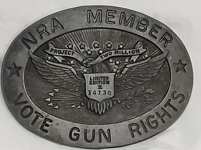 Fivela de cinto vintage edição limitada direitos de arma voto membro da NRA - Imagem 1 de 4