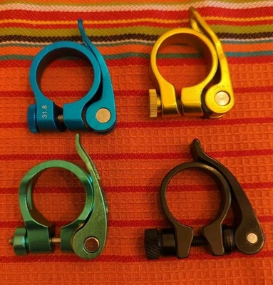 Nuevo Lote de 4 Abrazaderas de Tija de Sillín QR 31,8mm Negro Verde Dorado Azul Foto 1 de 4