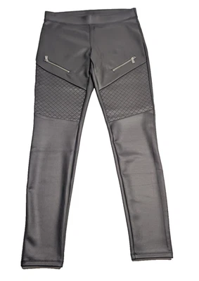 Express Women’s Moto Faux Leather Leggings Black Quilted Zip Pants Size M - Image 1 of 4