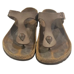 Sandalias Birkenstock Gizeh de cuero marrón oscuro para mujer talla 38 - talla 7 EE. UU. - Imagen 1 de 6