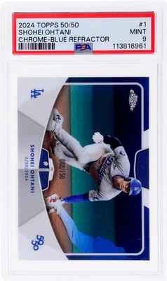 2024 Topps 50/50 Shohei Ohtani Chrome Blue Refractor #1 /150 PSA 9 - Image 1 of 2