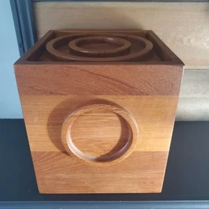 Vintage MCM Dansk IHQ Jens Quistgaard Teak Holz Würfel Quadrat Bullseye Eiskübel - Bild 1 von 13